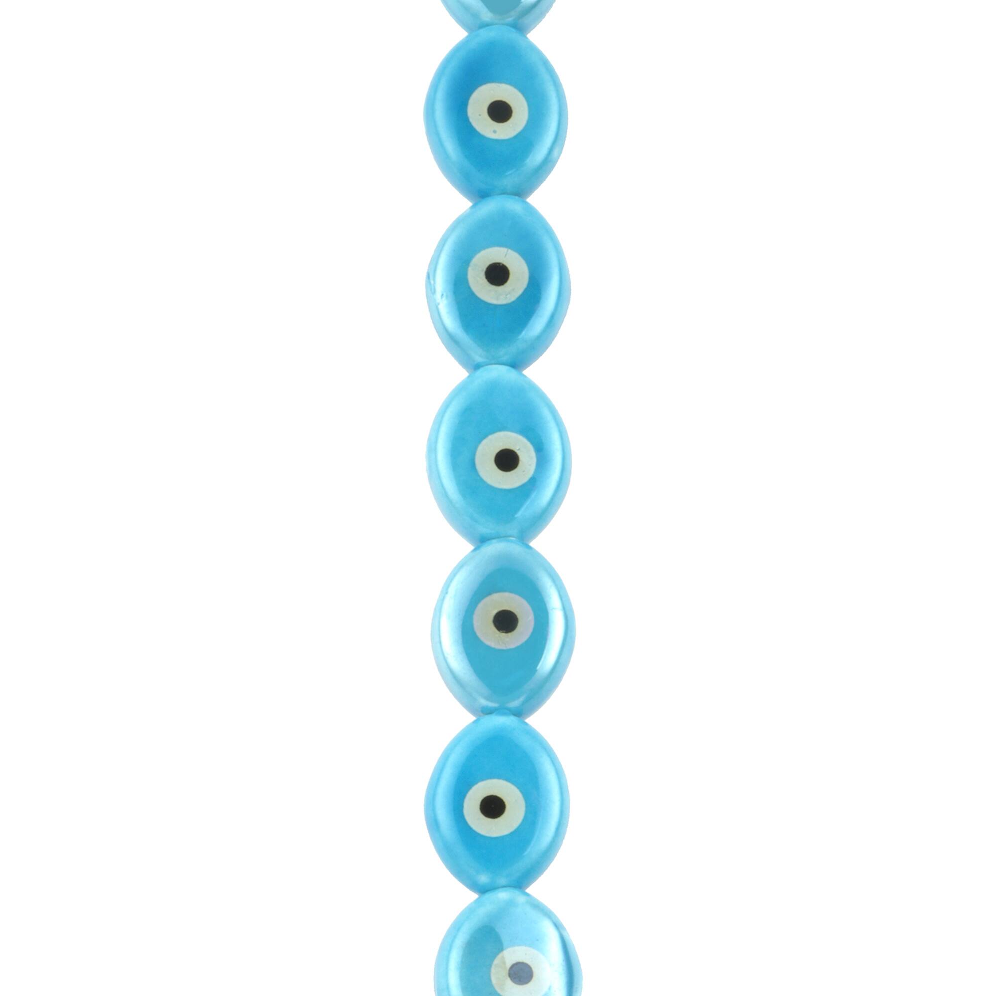 Blue Ceramic Evil Eye Beads, 15.5mm by Bead Landing™